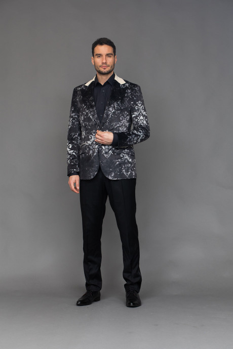 Černé vzorované pánské sako na míru