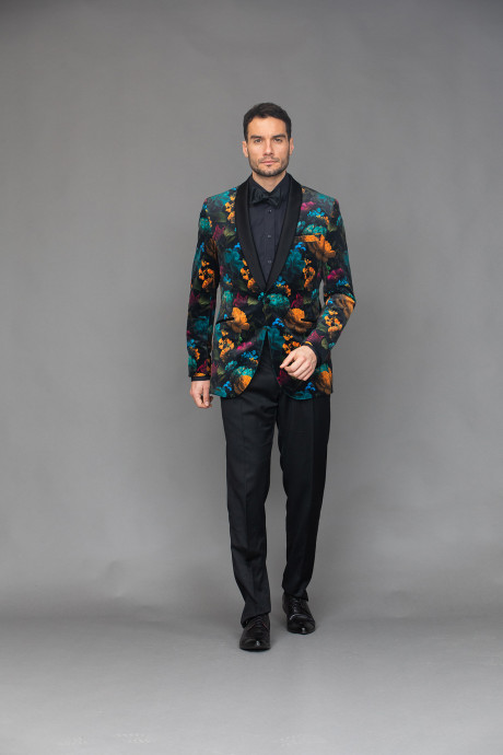 Černé květované sako na míru