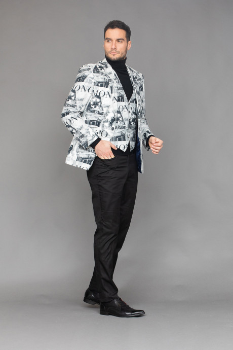 Bílo-černé pánské sako na míru